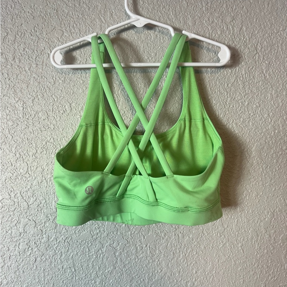 lululemon athletica Neon Green Crisscross Back Sports Bra